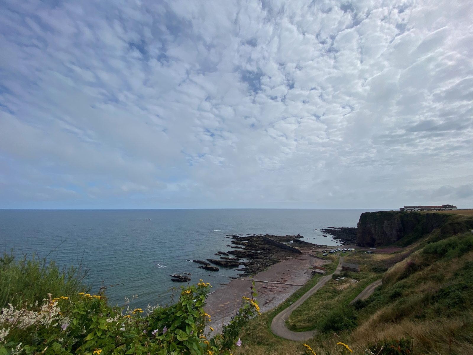 Falaises et crique d'Auchmithie sur la côte d'Angus en Écosse