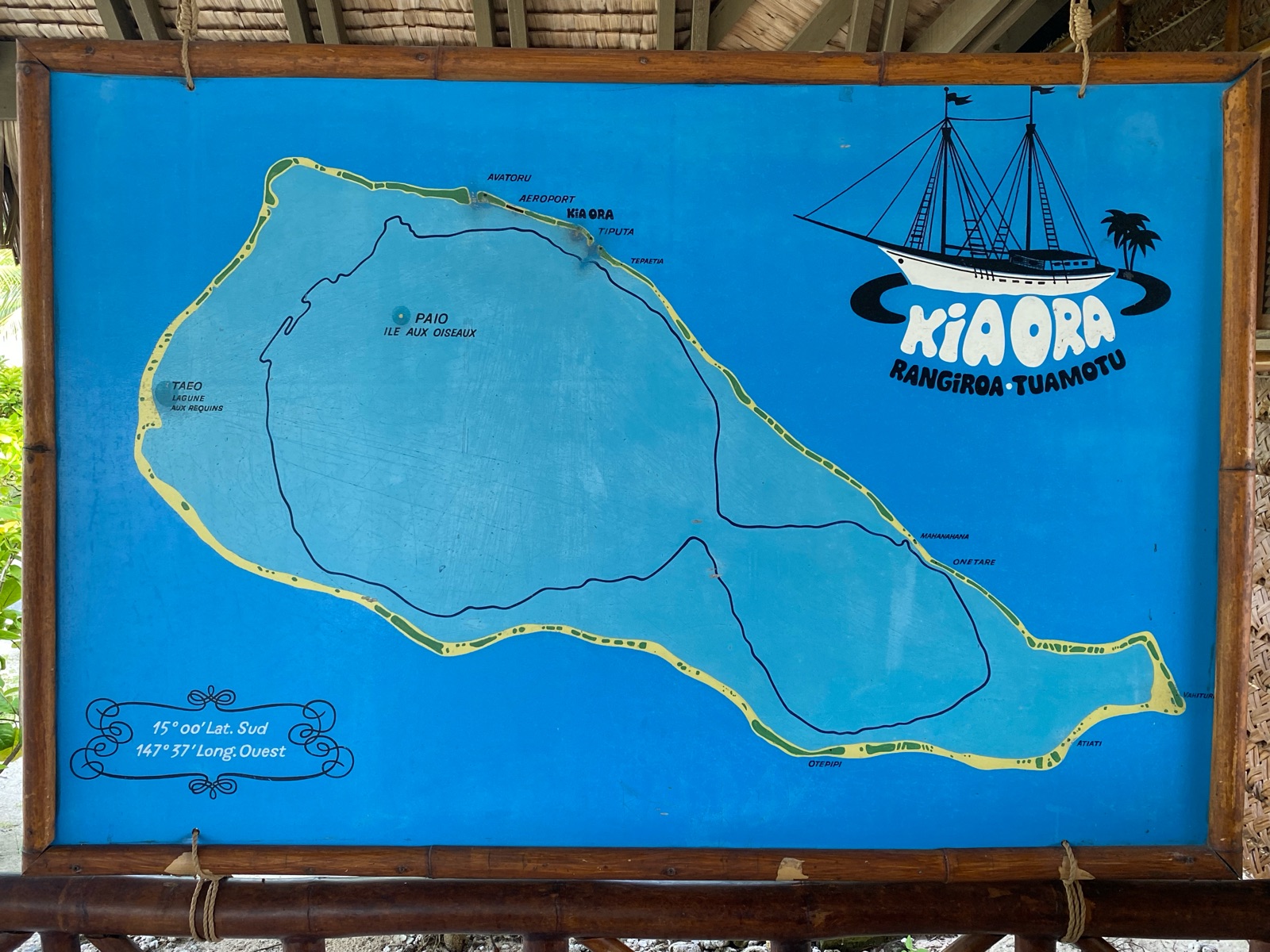 Carte peinte de l'atoll de Rangiroa
