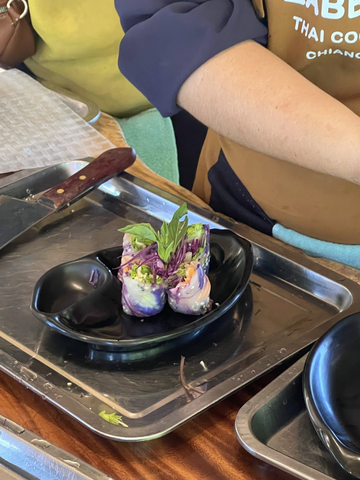 Rouleaux de printemps frais dressés sur une assiette